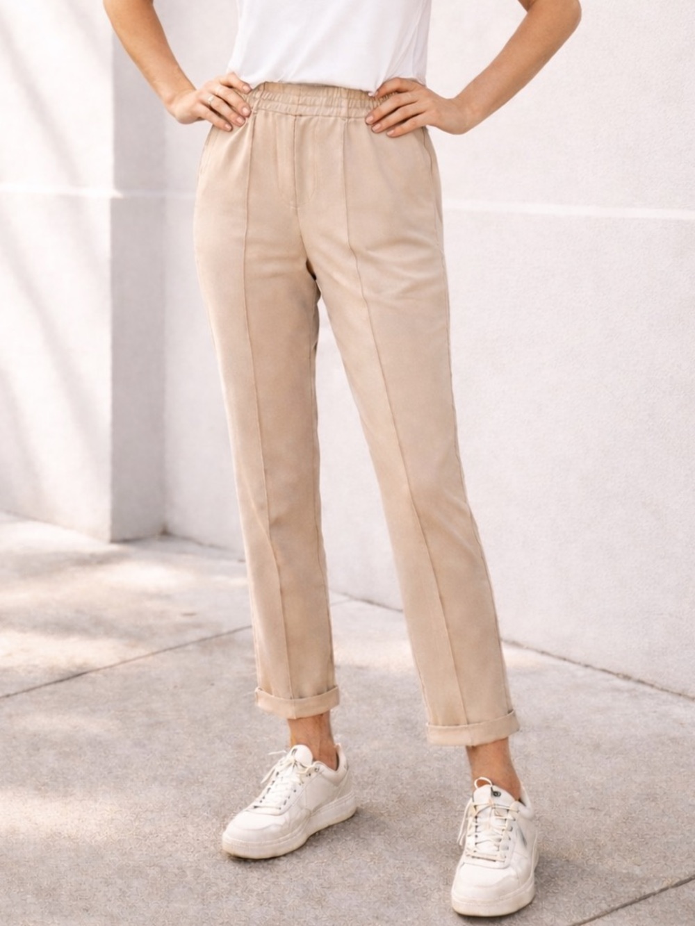 H&M | Straight Leg Pintuck Pull-On Ankle Length Trousers Size Small